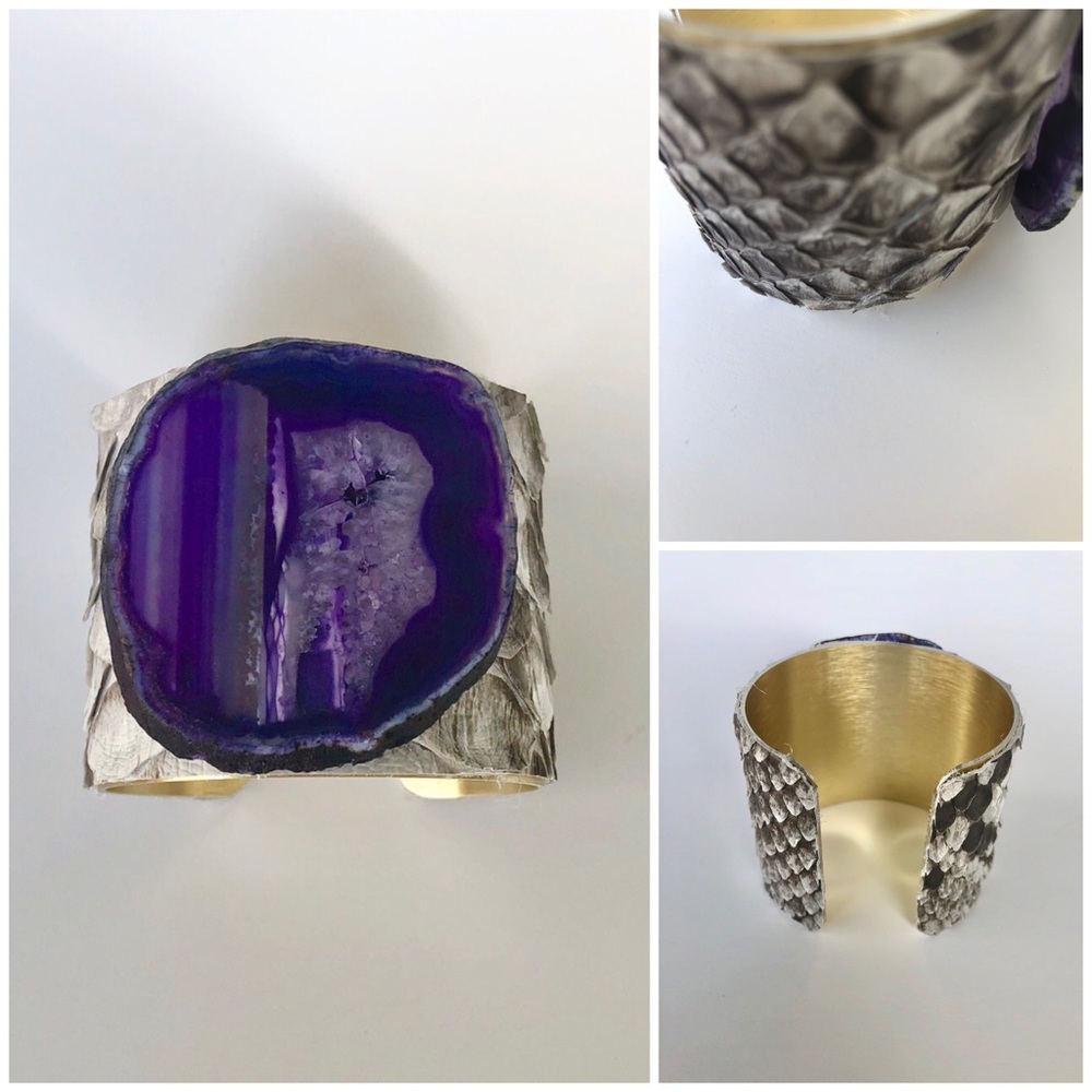 Wide Python and Agate cuff Bracelet